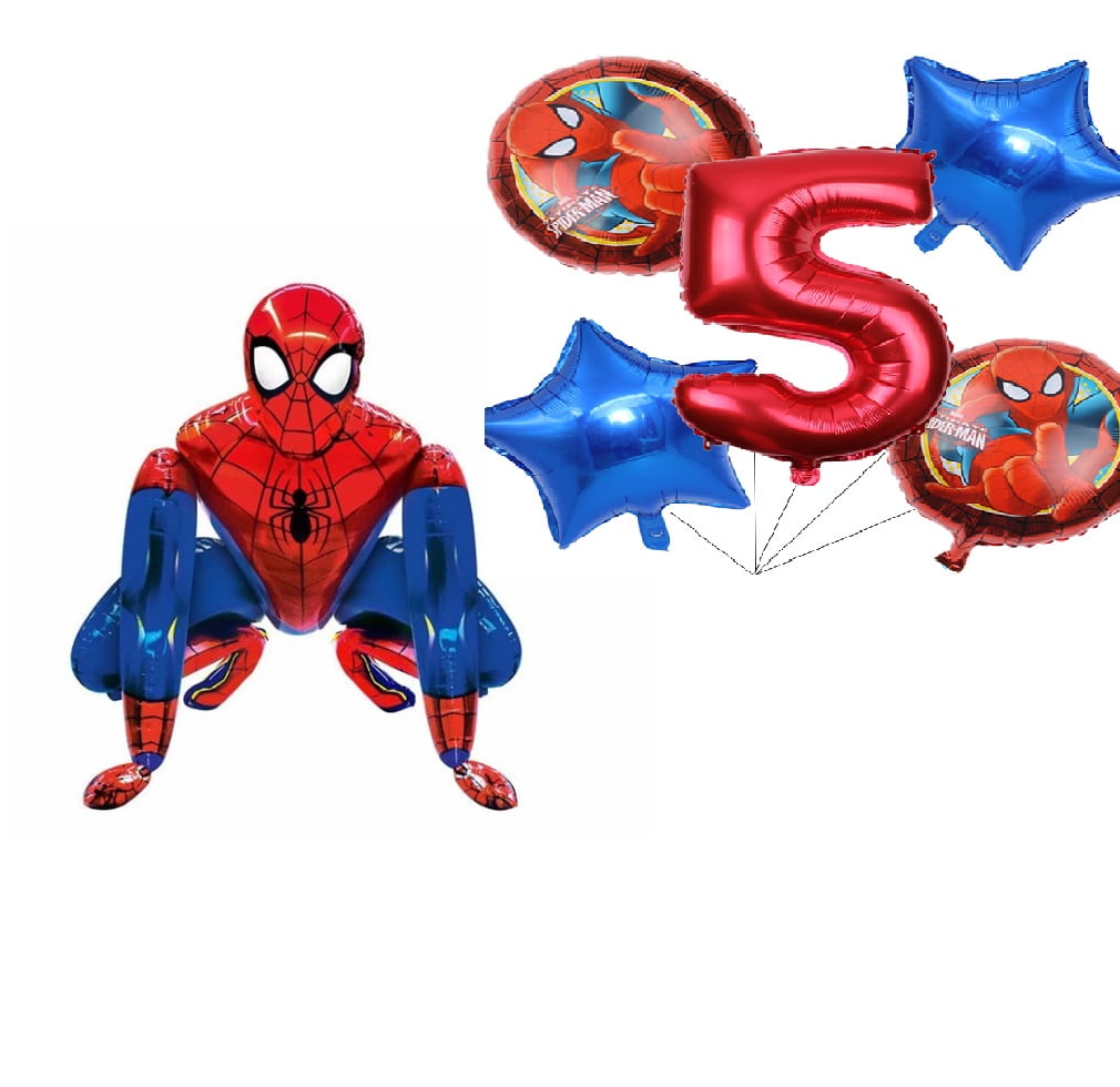 5th Birthday Marvel Spiderman Balloons for Boy Kids Party Supplies Decoration