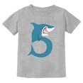 thumbnail image 1 of 5th Birthday Shark Party Gift for Five Year Old Youth Kids T-Shirt Small Gray, 1 of 6