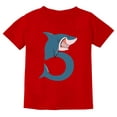 thumbnail image 1 of 5th Birthday Shark Party Gift for Five Year Old Youth Kids T-Shirt Small Red, 1 of 6