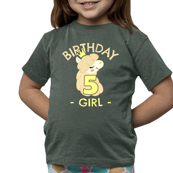 5th Birthday Shirt Girls Birthday Shirt Llama 5th Birthday Shirts for Girls Cute Birthday Girl Shirt