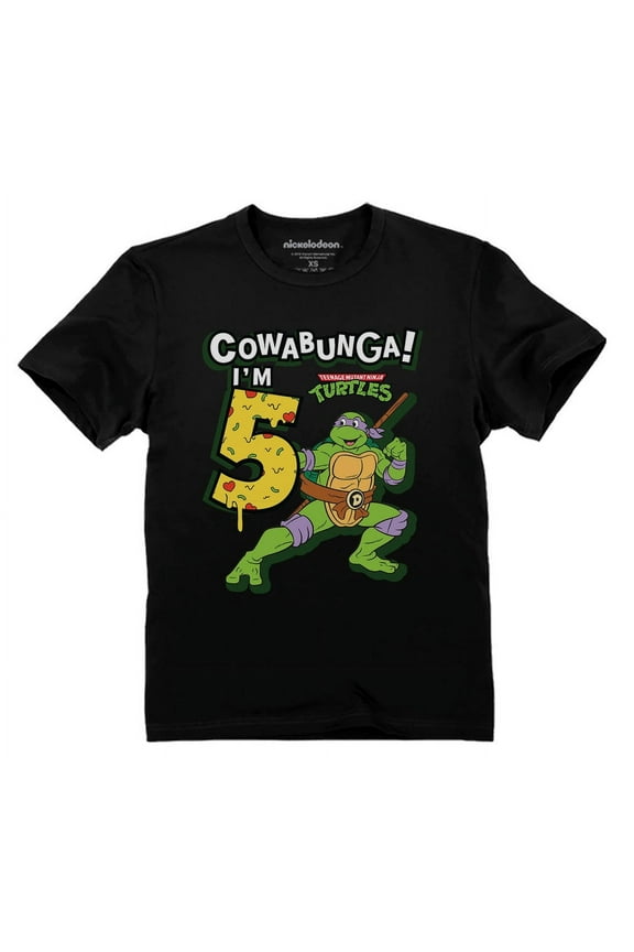 5th Birthday Shirt TMNT Mutant Ninja for Boys Youth Kids T-Shirt Small Black