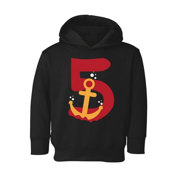 5th Birthday Toddler Hoodie Anchor Five Boys Girls Cute Hoodie I'm Five Anchor Fleece Hooded Sweatshirt for Kids