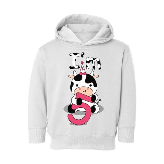 5th Birthday Toddler Hoodie Cow Five Boys Girls Cute Hoodie I'm Five Cow Fleece Hooded Sweatshirt for Kids