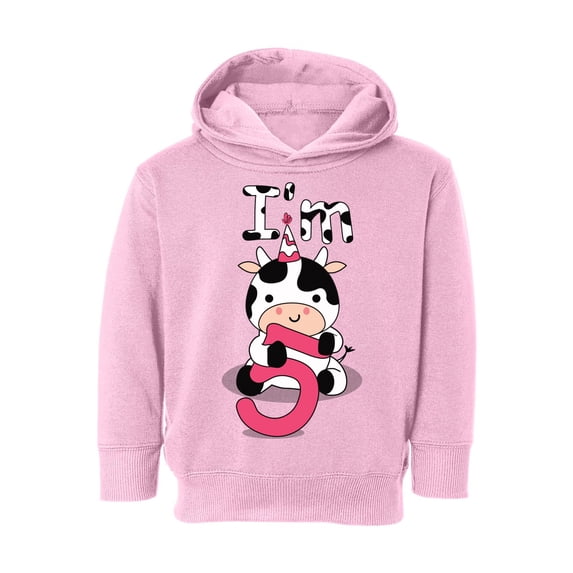 5th Birthday Toddler Hoodie Cow Five Boys Girls Cute Hoodie I'm Five Cow Fleece Hooded Sweatshirt for Kids