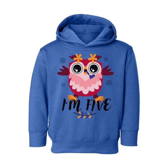 5th Birthday Toddler Hoodie Owl Five Boys Girls Cute Hoodie I'm Five Owl Fleece Hooded Sweatshirt for Kids