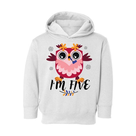 5th Birthday Toddler Hoodie Owl Five Boys Girls Cute Hoodie I'm Five Owl Fleece Hooded Sweatshirt for Kids