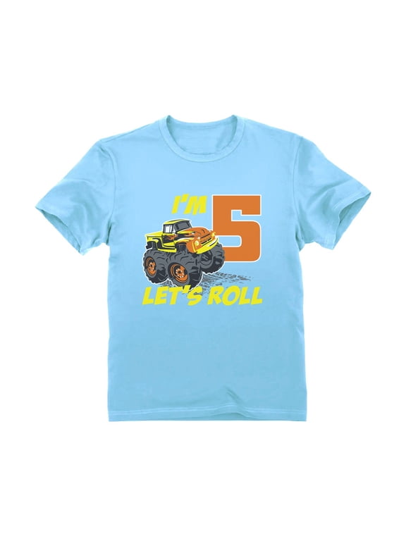 5th Birthday Truck Theme Tstars T-Shirt - Perfect Gift for 5 Year Old Boys - Kids' Fun Themed Birthday Apparel - Unique Truck Design Tee for Five Year Old Celebrations