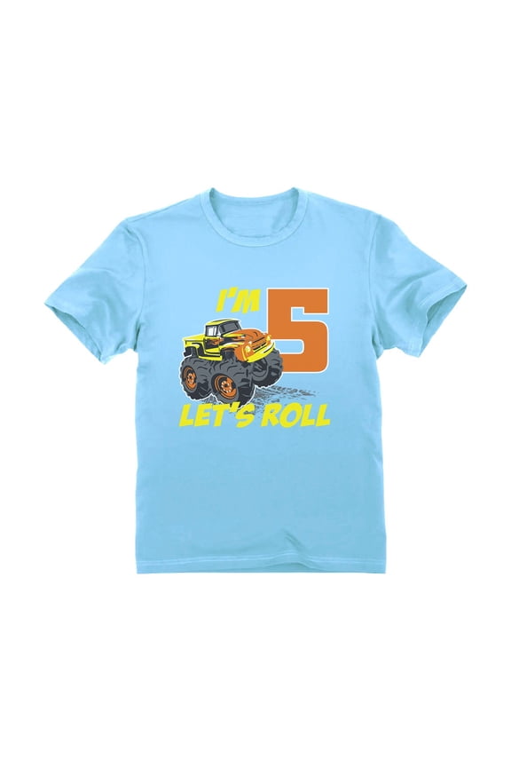5th Birthday Truck Theme Tstars T-Shirt - Perfect Gift for 5 Year Old Boys - Kids' Fun Themed Birthday Apparel - Unique Truck Design Tee for Five Year Old Celebrations