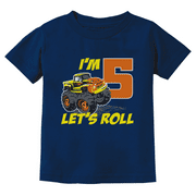 5th Birthday Truck Theme Tstars T-Shirt - Perfect Gift for 5 Year Old Boys - Kids Fun Themed Birthday Apparel - Unique Truck Design Tee for Five Year Old Celebrations X-Small Navy