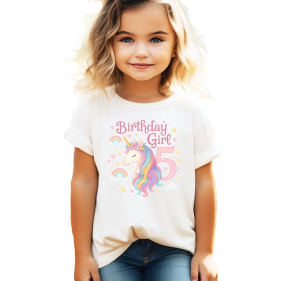 5th Birthday Unicorn Shirt for Girls Rainbow Pastel Magical Fifth Birthday Party Tee for Kids Natural Shirt Youth Small