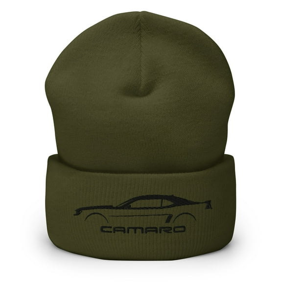 5th Gen Camaro Embroidered Cuffed Beanie Color: Olive