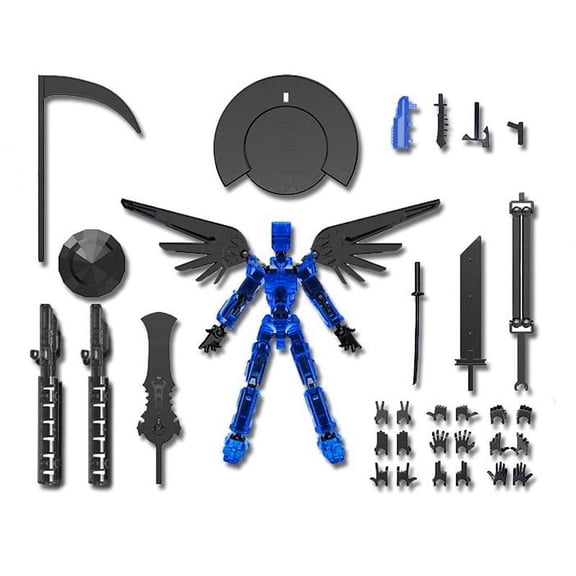 5th Gen Mobile Doll Set Articulated Robot Action Figure, Posable Doll DIY Desk Decoration, Blue