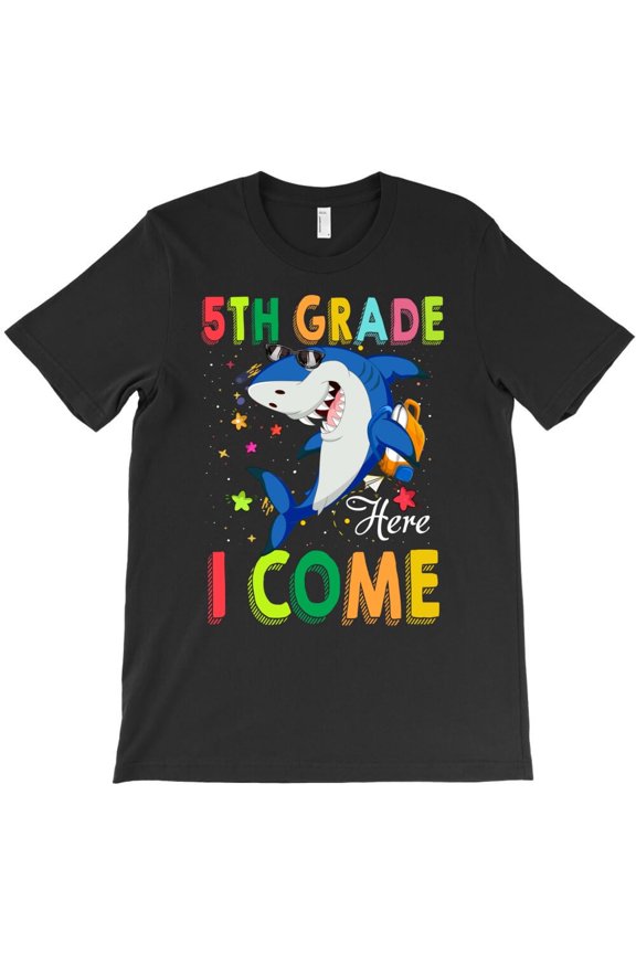 5th Grade Here I Come Funny Shark Back To School Graphic H30652 Unisex T-Shirt, Up to 5XL Available