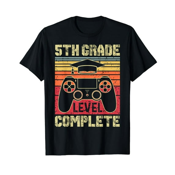 5th Grade Level Complete Gamer Class Of 2023 Graduation T-Shirt Vintage retro Gamer Game Gaming