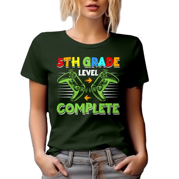 5th Grade Level Complete - School Student Graduation, Military Green T-Shirt, Medium