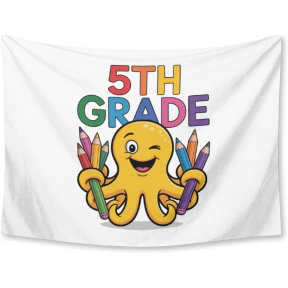 5th Grade Octopus Back To School Teacher Tapestry for Bedroom Wall Hanging Decor for Dorm Living Room College, 30" X 40" Indoor Outdoor