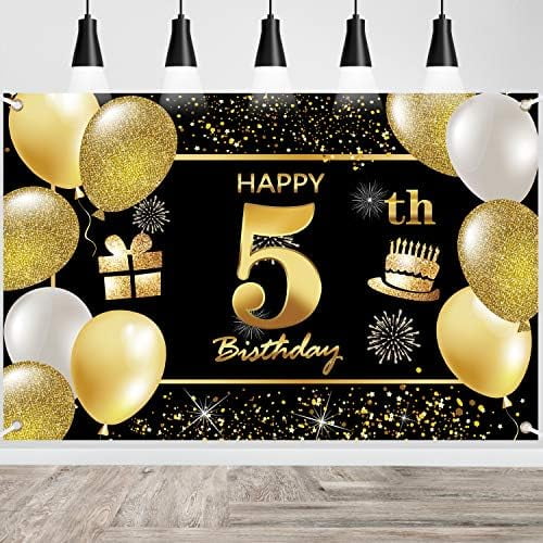 5th Happy Birthday Banner Decorations for Men - Party Backdrop 6 ft×13 ...