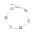 thumbnail image 1 of 5th & Main Sterling Silver Bead and Bezel Bracelet with Green Amethyst Round Gemstones, 1 of 1