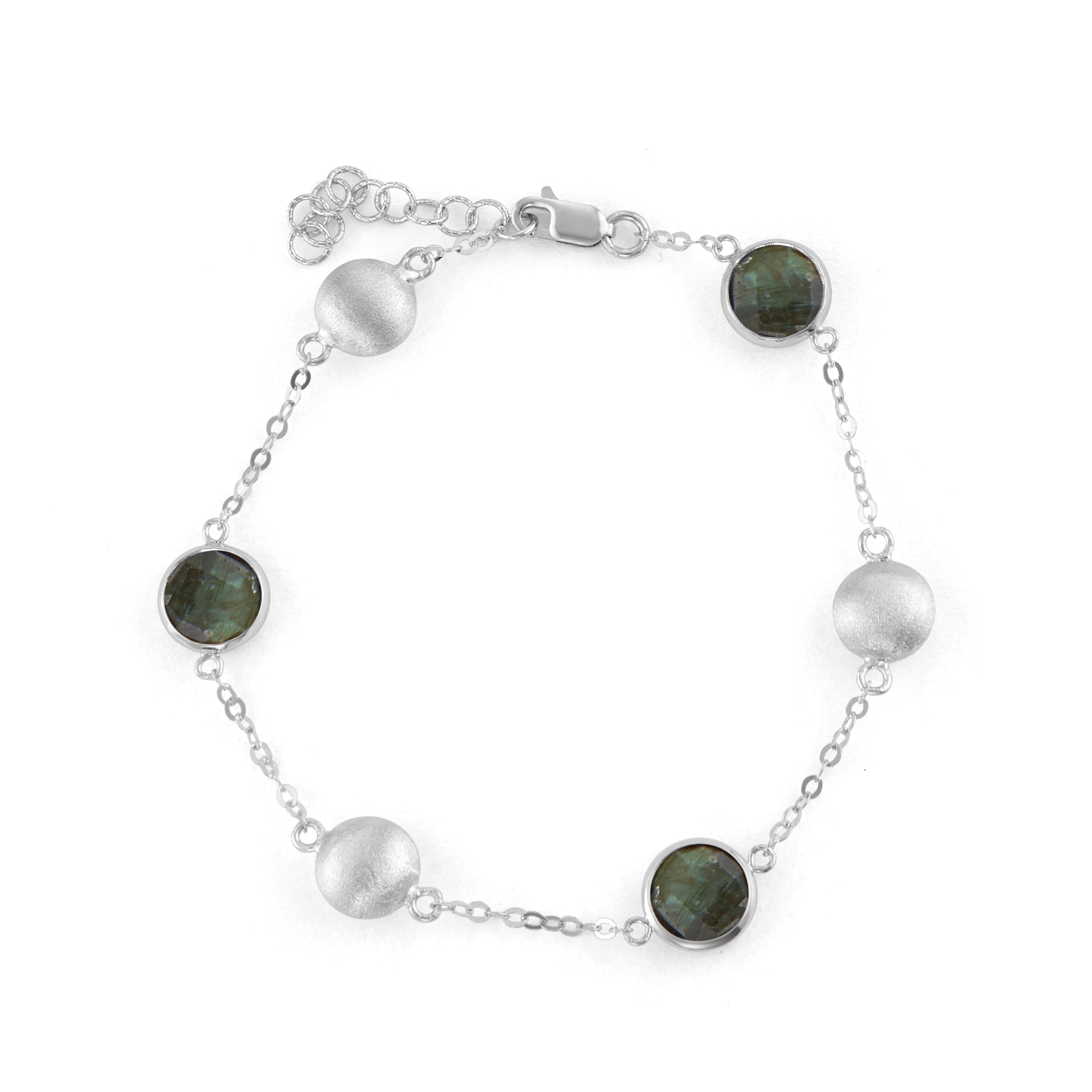5th & Main Sterling Silver Bead and Bezel Bracelet with Labadorite