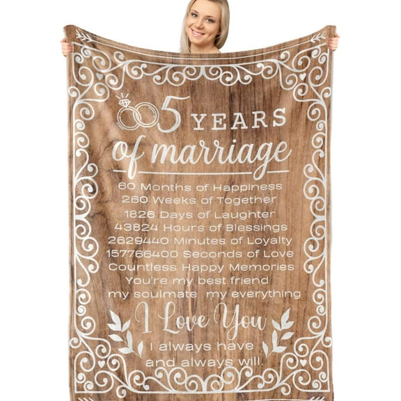 5th Marriage Gifts, 5 Year, Valentine''s Day Gifts 5th Wedding Anniversary Blanket for Her, Him, Wife, Husband (50*60)
