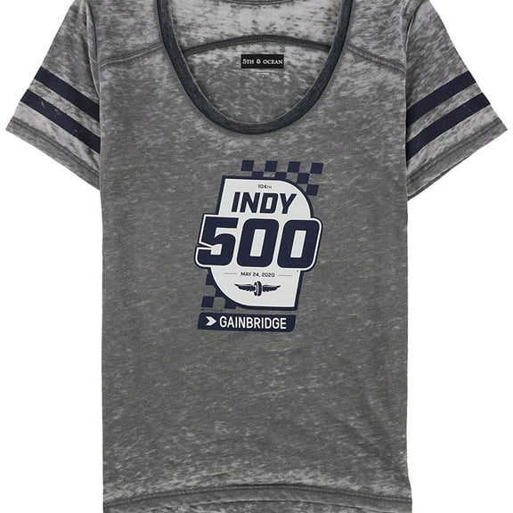 5th & Ocean Womens Indy 500 Burnout Graphic T-Shirt, Grey, Medium