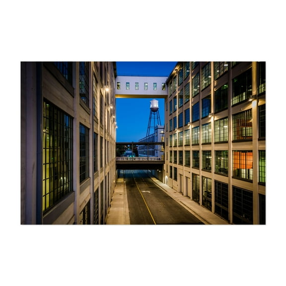 5th Street Skywalk - Winston-Salem North Carolina Photography Architecture Cityscape Night Sky Street Photography Industrial Bridge Unframed Wall Art Print 20 x 28 inches