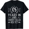 thumbnail image 1 of 5th Wedding Anniversary Shirts For Him - 5 Years Marriage T-ShirtMen's and women's gift, black and white T-shirt, size: Extra large S-4XL, 1 of 4