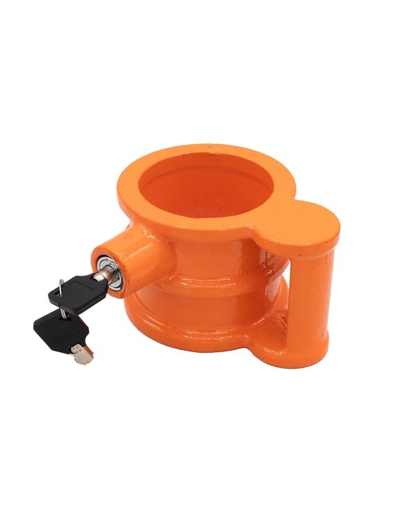5th Wheel King Pin Lock Heavy Duty Powder Coated Cast Iron with Ergo Handle - Anti Theft for RVs, Container, Trailers & Campers - Fifth Wheel Hitch Lock - Travel Accessories