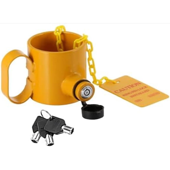 5th Wheel King Pin Lock Keyed Alike, Solid Steel Anti Theft for RVs, Container Trailers and Campers with Handles Warning Tag (Keyed Alike Yellow)