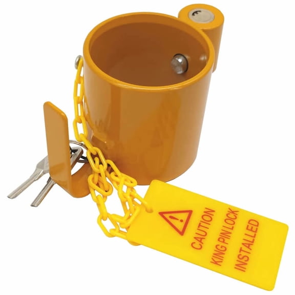 5th Wheel Lock, Heavy Duty Steel King Pin Lock with Anti-Theft Warning Tag