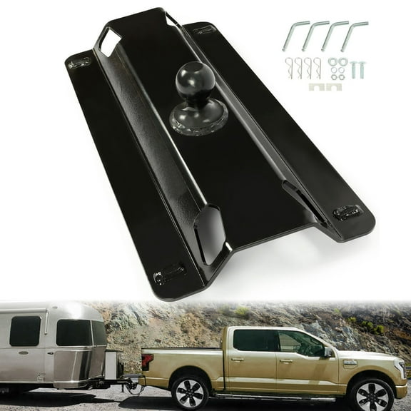 5th Wheel Rail 25K Black Gooseneck Trailer Bent Plate Ball Hitch 25000lb