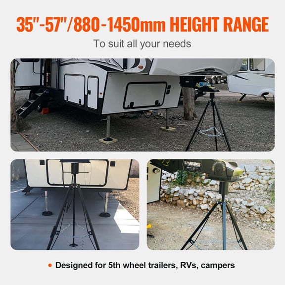 5th Wheel Tripod Stabilizer 5000 LBS Load Capacity 35-57 Inch Adjustable Height RV Gooseneck Stabilizer Tripod Jack for Fifth-Wheel Trailers RVs and Campers