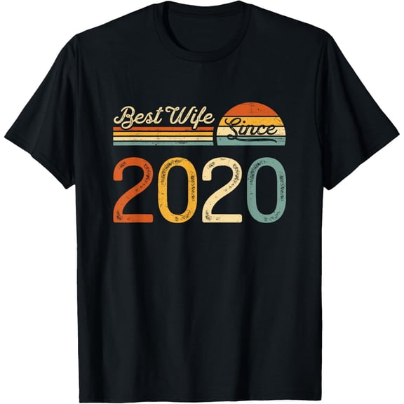 5th wedding anniversary - Best Wife Since 2020 5 years T-ShirtMen's and women's gift, black and white T-shirt, size: Extra large S-4XL