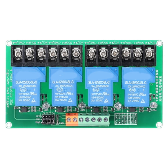 5v 4 Channel Relay Module 30A Load Current With Optocoupler Isolation Supports High And Low Triger 5V 12Volt 24Volt Optional