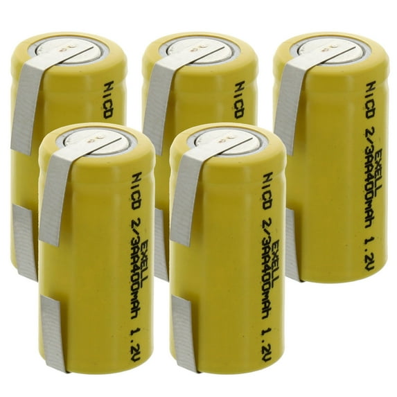 5x 2/3AA 1.2V 400mAh Rechargeable Batteries w/Tabs for Solar, Remotes,Key Pads