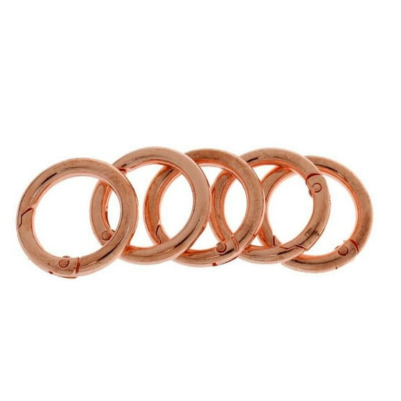 5x 28mm Round Carabiner Camping Spring Snap Clip Hook Keychain Keyring Climbing - Rose Gold, 28mm