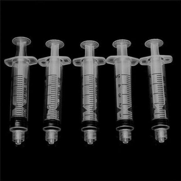 5x 5mL Plastic Syringe Luer Lock Screw Tip End Liquid Animal Feeder 5cc Sterile