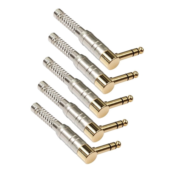 5x 6.35mm Stereo Audio Repair Male Right Angle, For Guitar Headphone Connector