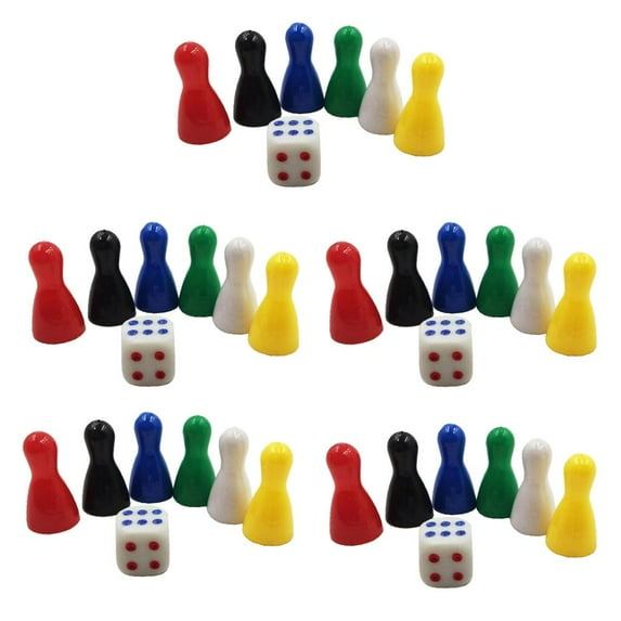5x 6pcs Chess Pieces & Replacement Board Game Accessories Markers Components Supplies Colore