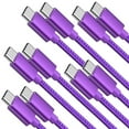 thumbnail image 1 of 5 Pack Afflux USB-C to USB-C PD Fast Charger Cable Data Sync Braided Cord Compatible with iPhone 16 /15 Pro Max Plus / Samsung Galaxy S24 S23 S22 Ultra / iPad Pro / Universal for Type-C (6ft, Purple), 1 of 5