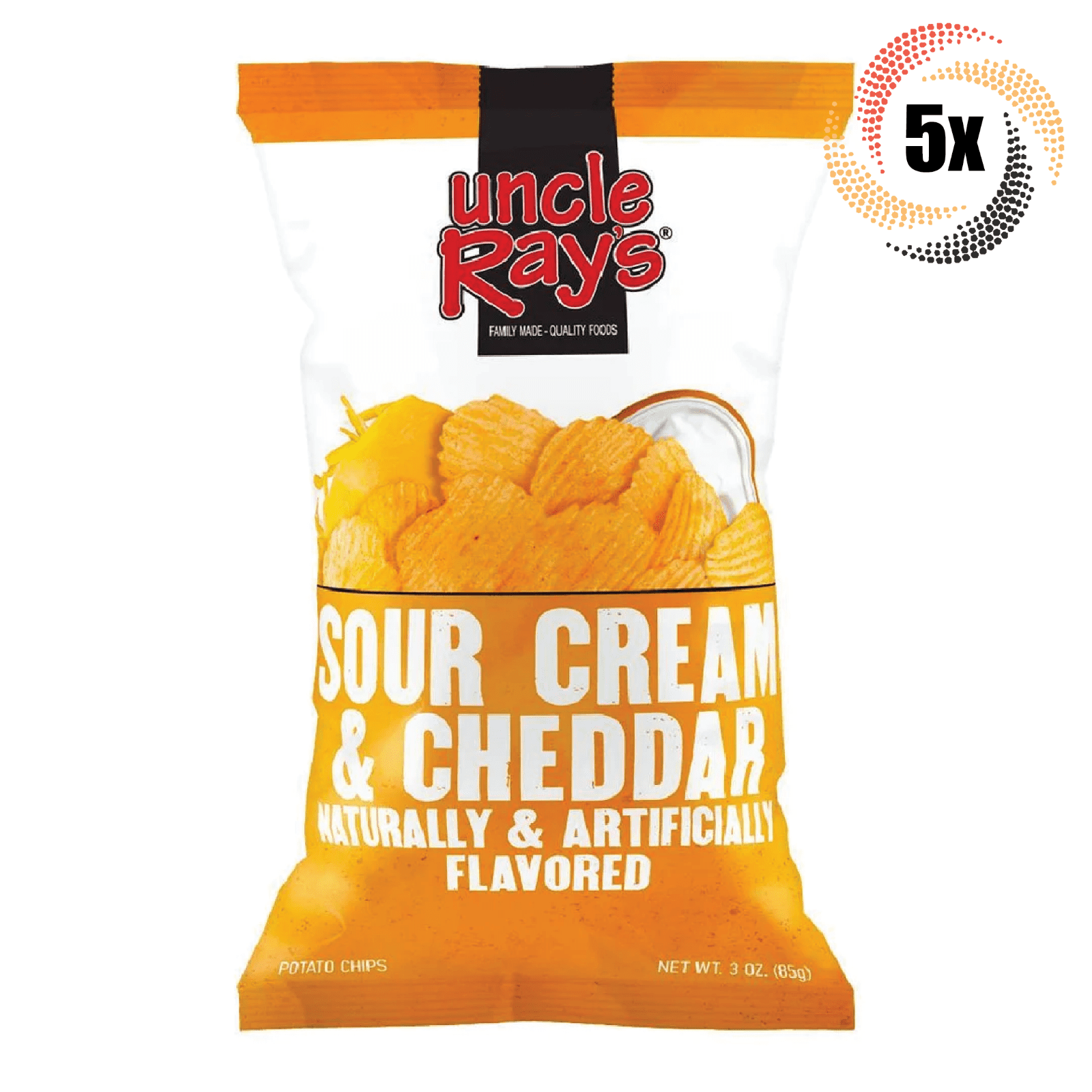 5x Bags Uncle Ray's Sour Cream & Cheddar Potato Chips 4.25oz Fast