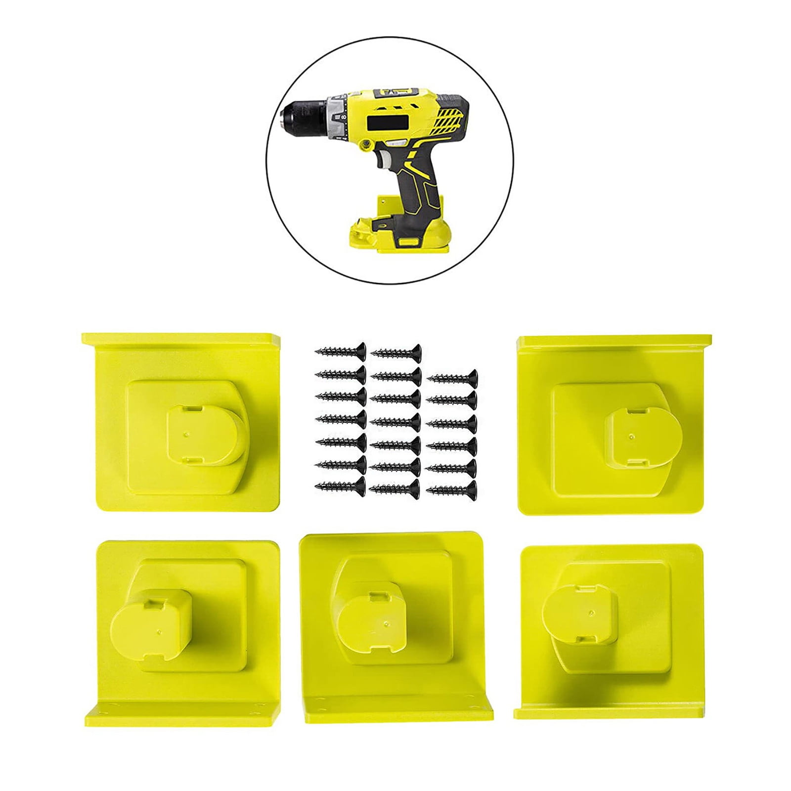 5x Battery Dock Holder Mounts, Screwable, Versatile Storage Solution for Power Tools for Ryobi 18V