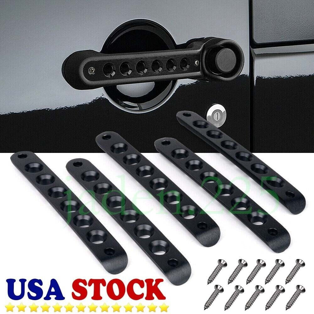 5x Black Aluminum Door Grab Handle Inserts Cover Trim for 07-18 Jeep Wrangler JK