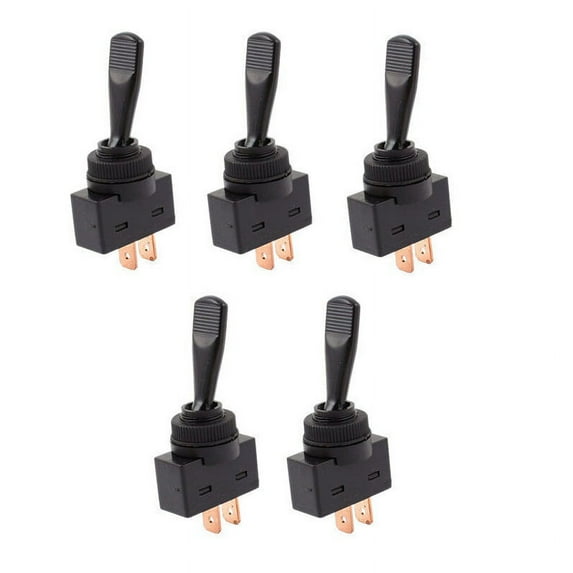 5x Black ON/OFF Universal Toggle Flip Switch 2-Pin DC 20A/12V Car/Truck/Boat 1/2