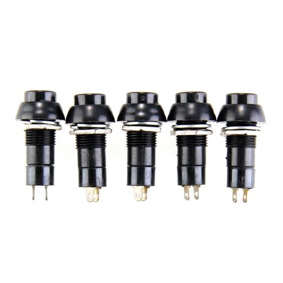 5x Black Push Button on/off Bolt-on Switch Latching Round Circle Car DC 5A 12V