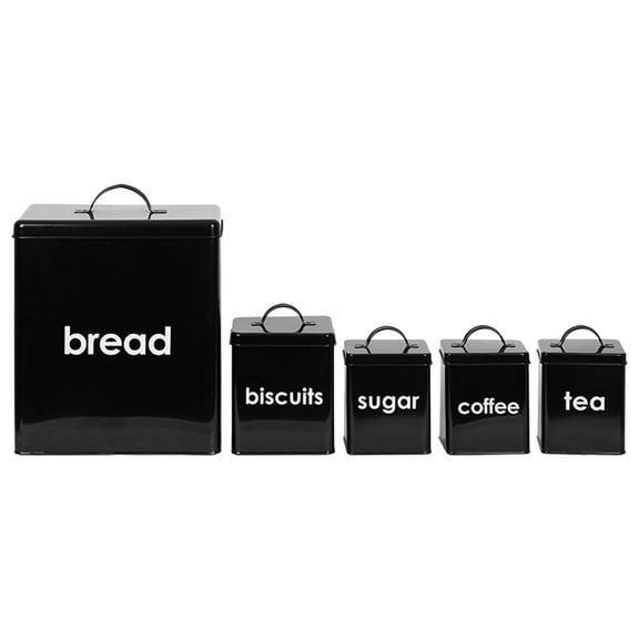 5x Bread Box and Canister Set Kitchen Countertop Organizer for Coffee Loaves