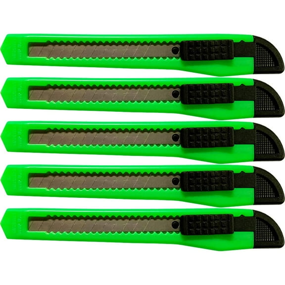5x Bulk Small Neon Green Utility Knife Box Cutters Snap Off Blade 9MM Blade
