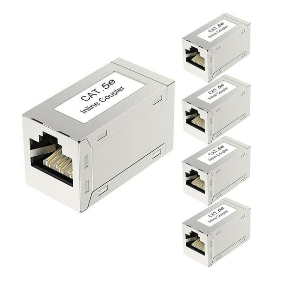 5x Cat5e Keystone Coupler Jack Wall Plate, RJ45 Couplers Female to Female Network Ethernet Module