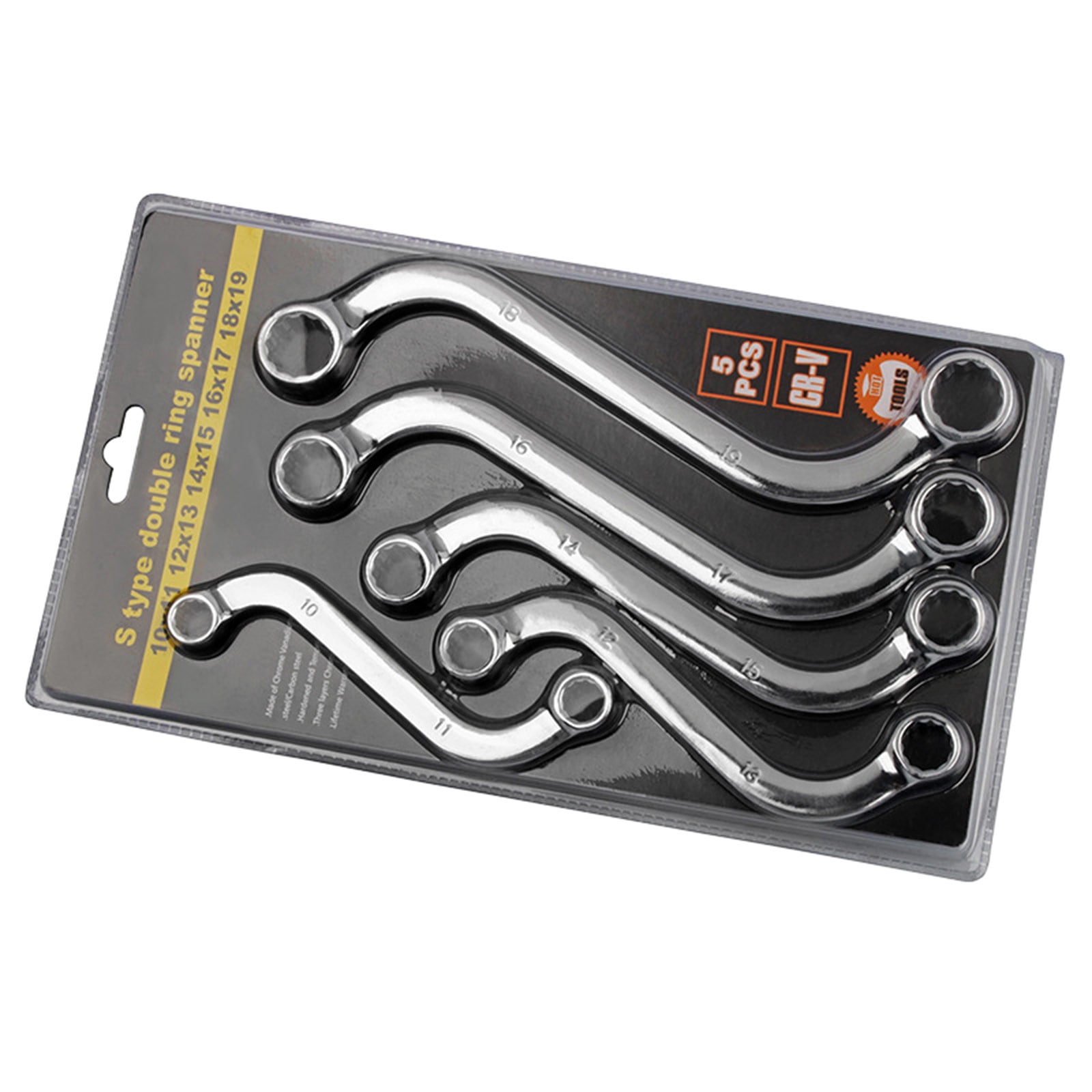 5x Double-headed Wrench Set Portable S-Shape Wrench Auto Repairing Tool for Home