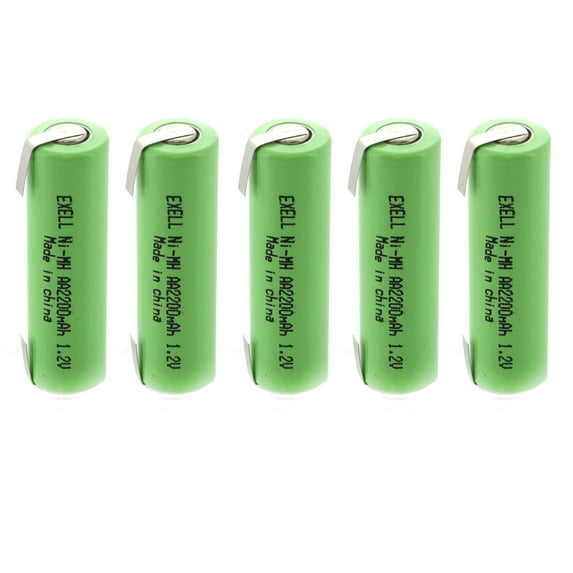 5x Exell 1.2V AA Size 2200mAh NiMH Rechargeable Batteries w/ Tabs